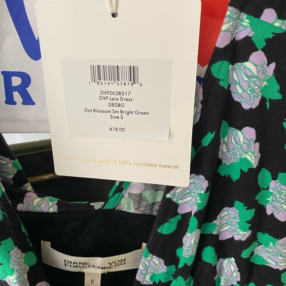 Dot blossom bright green off the shoulder dress - Picture 8 of 9